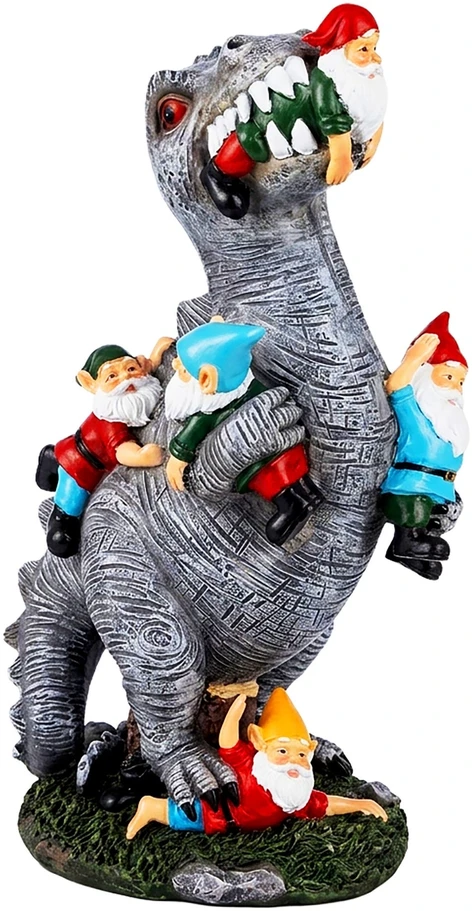 Relaxdays T-Rex sodo dekoracija, valganti nykštukus