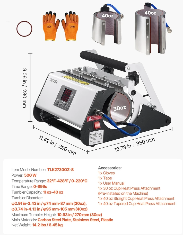 VEVOR Termopresas termo puodeliams iki 1183 ml