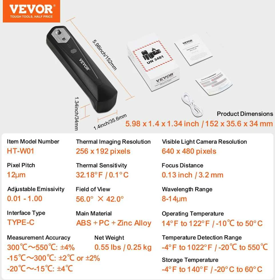 VEVOR Termovizorinė kamera Android ir IOS su WiFi