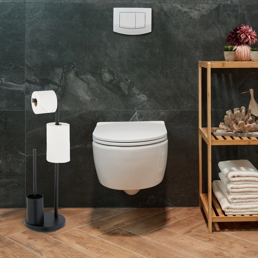 Relaxdays Tualetinio popieriaus laikiklio ir šepečio rinkinys