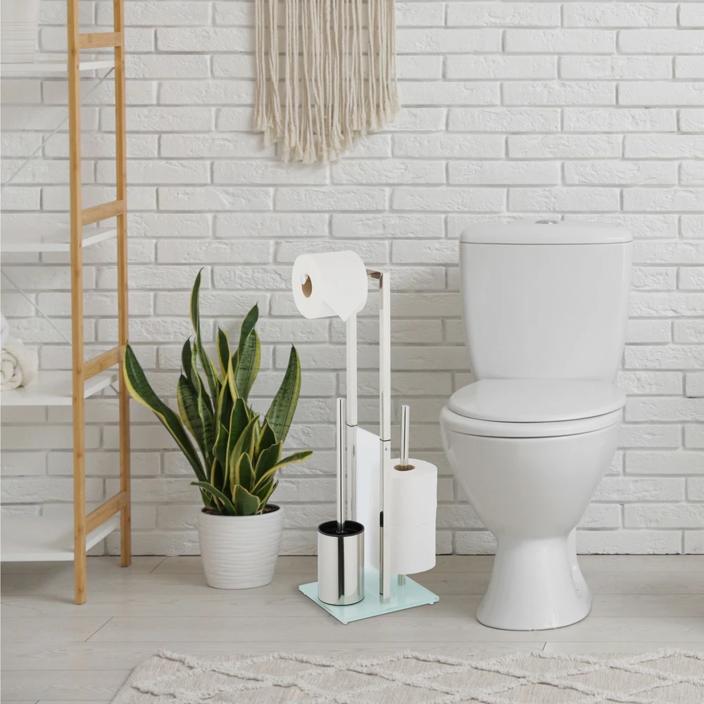 Relaxdays Tualetinio popieriaus laikiklis ir šepečio rinkinys