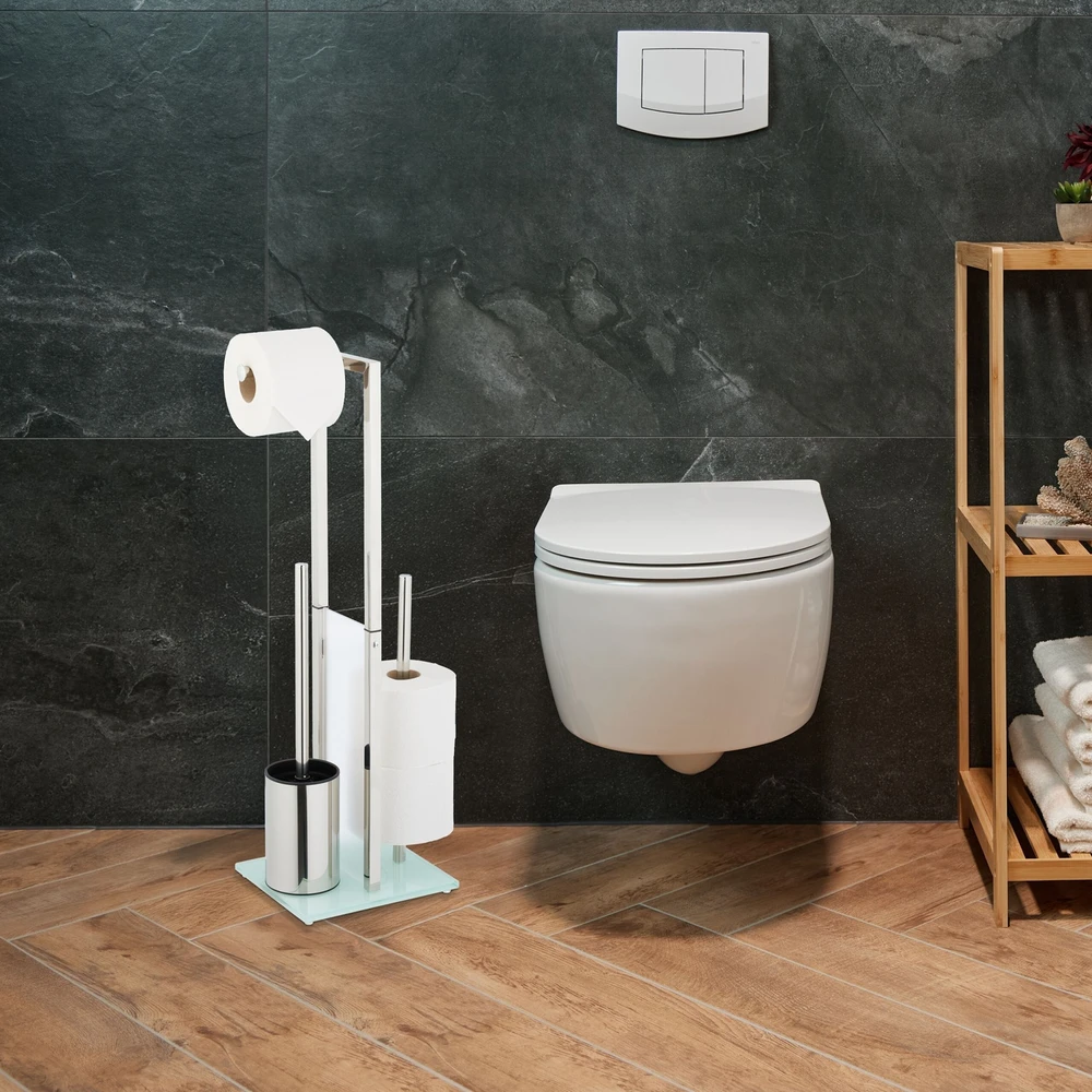 Relaxdays Tualetinio popieriaus laikiklis ir šepečio rinkinys