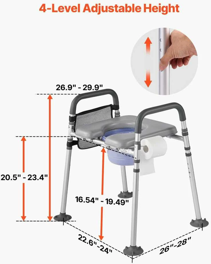 VEVOR Tualeto kėdė 4-in-1 su pakeliamu aukščiu