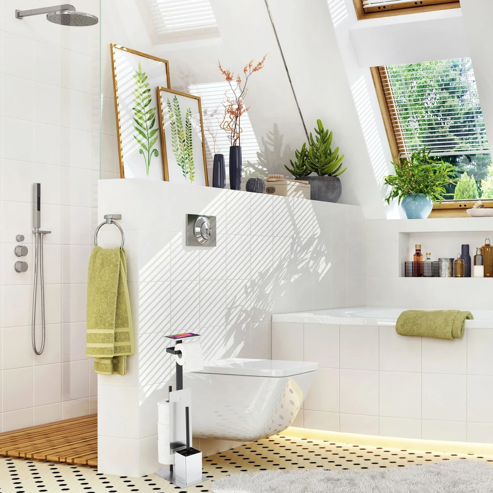 Relaxdays Tualeto komplektas su padėklu, matinės juodos spalvos