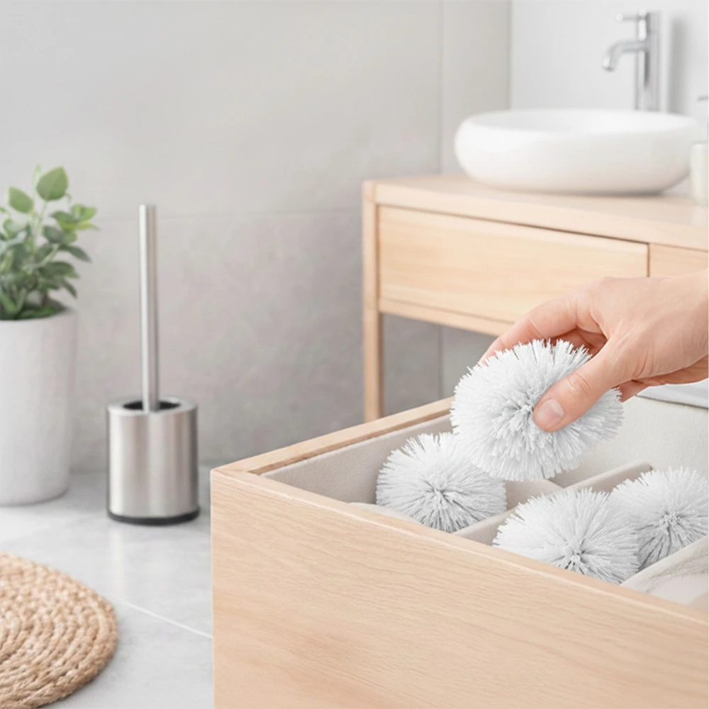 Relaxdays Tualeto šepetys + 5 atsarginės galvutės Ø8 cm