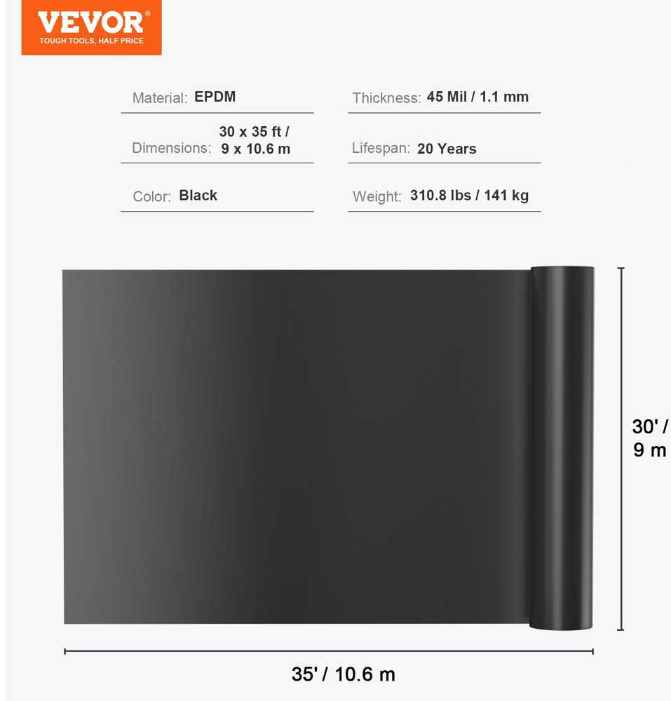 VEVOR Tvenkinio plėvelė, 9 x 10.6 m, 1.5 mm storio