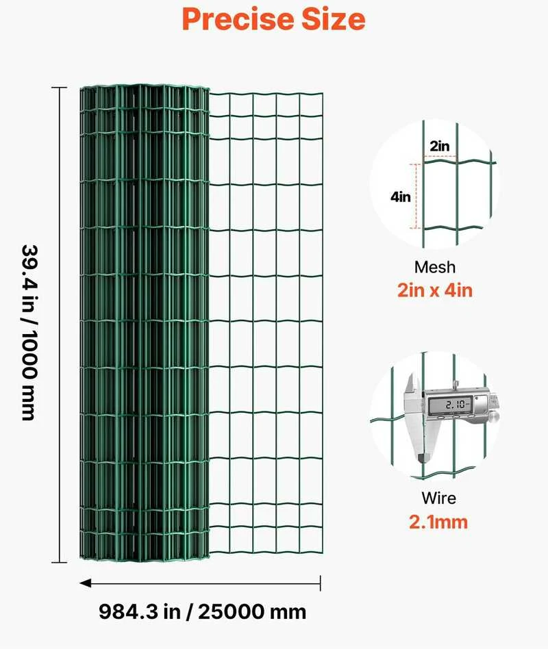 VEVOR Ūkinė tvora, 1 x 25 m, 50 x 100 mm tinklelis