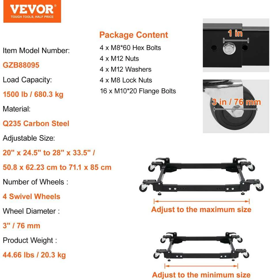 VEVOR Universalus mobilus stovas įrankiams, iki 680 kg