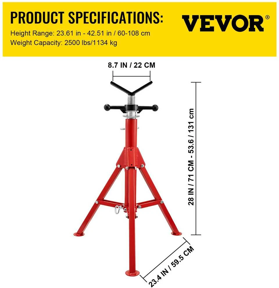 VEVOR V formos vamzdžio stovas 0.3-30.5 cm, reguliuojamas aukštis 71.1-132.1 cm