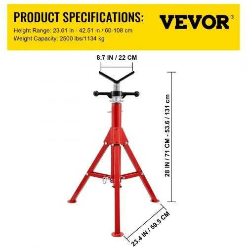 VEVOR V formos vamzdžio stovas 0.3-30.5 cm, reguliuojamas aukštis 71.1-132.1 cm