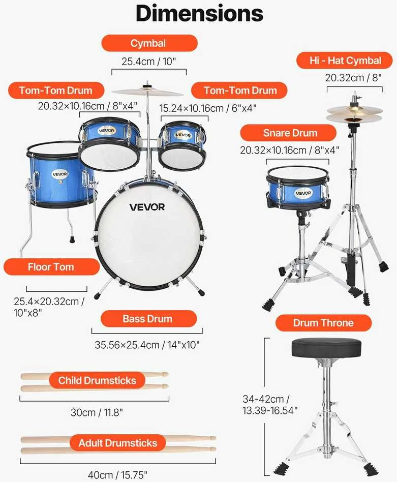 VEVOR Vaikiška 5 dalių mušamųjų instrumentų rinkinys