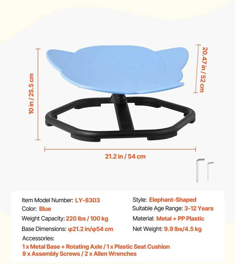 VEVOR Vaikiška sukamasis kėdė su drambliu