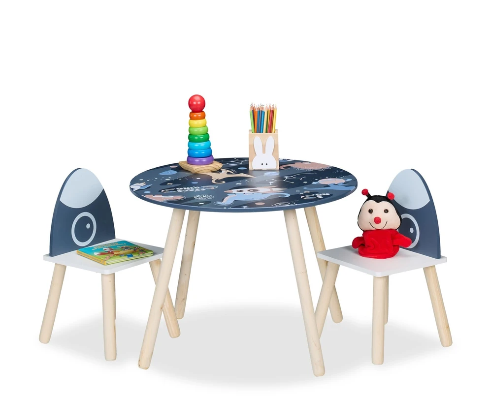 Relaxdays Vaikiškas stalo ir kėdžių rinkinys Space Dino