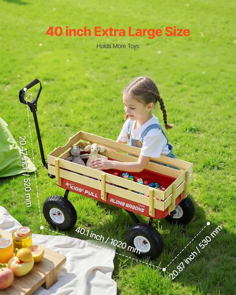 VEVOR Vaikiškas vežimėlis su mediniais šonais