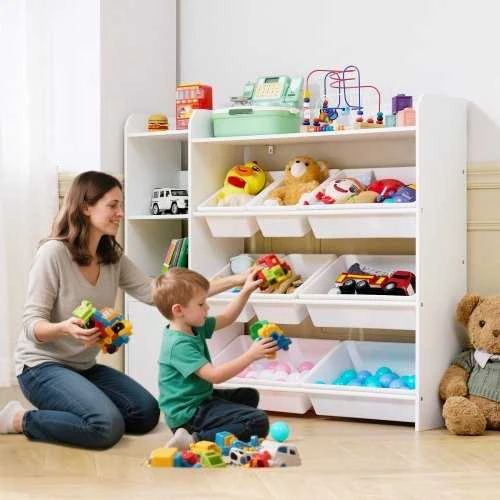VEVOR Vaikų žaislų lentyna su 8 plastikinėmis dėžėmis