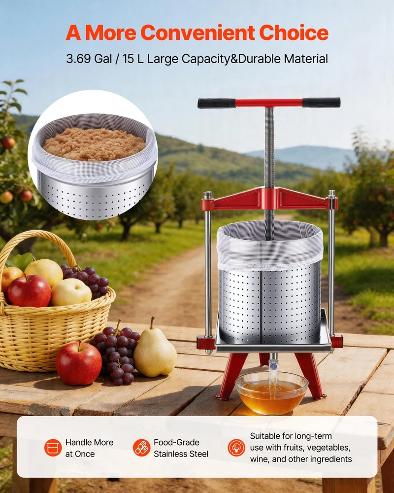 VEVOR Vaisių vyno presas 15 L