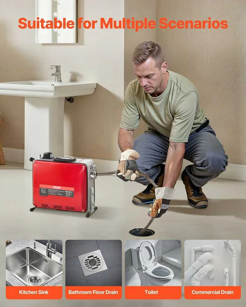 Vevor Vamzdžių valymo mašina, 500W 1400RPM