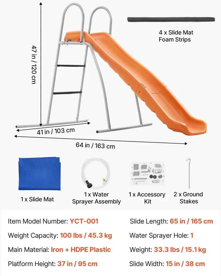 VEVOR Vandens čiuožykla vaikams 165 cm