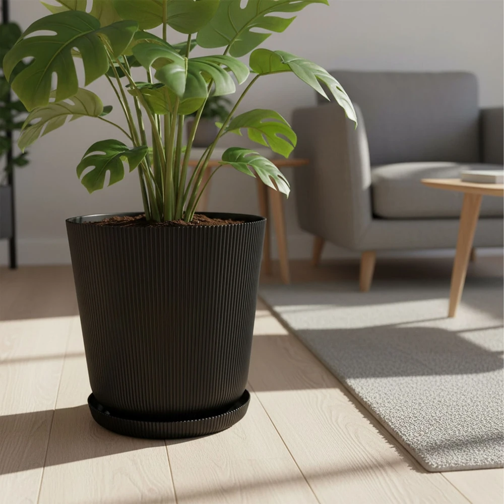 Relaxdays Vazonai su padėkliukais, rinkinys iš 2
