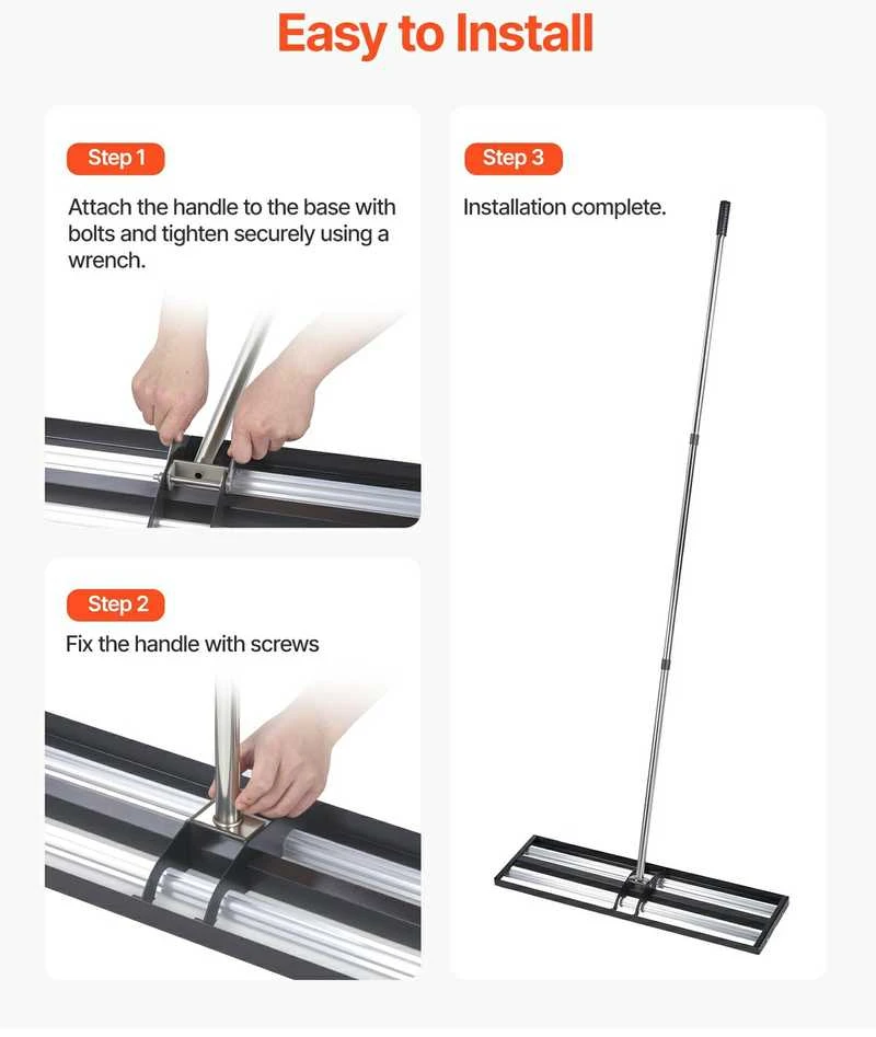 VEVOR Vejos lygintuvas su ratukais ir ilga rankena 25.4 x 91.4 cm