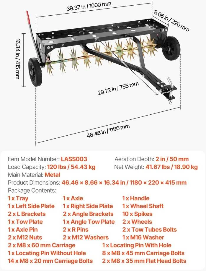 VEVOR Velkamas aeratorius su kištukais, 40 cm