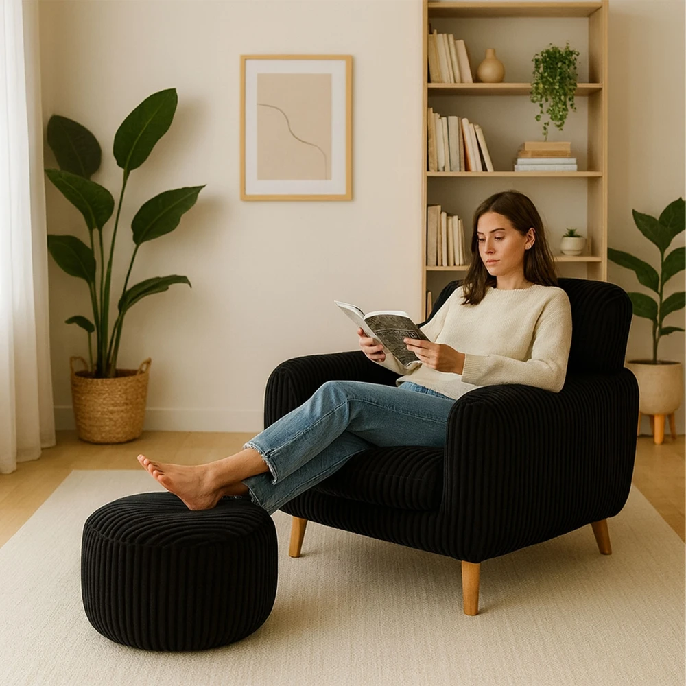 Relaxdays Velvetinis pufas