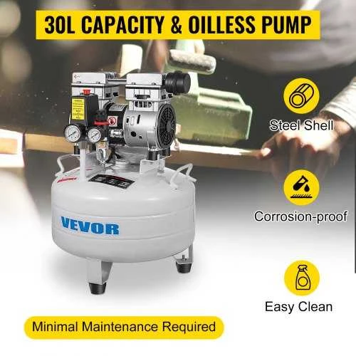 VEVOR Vertikalus tylus oro kompresorius 30L 850W