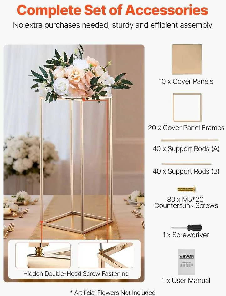 VEVOR Vestuvių gėlių stovai 10 vnt. 60 cm aukščio