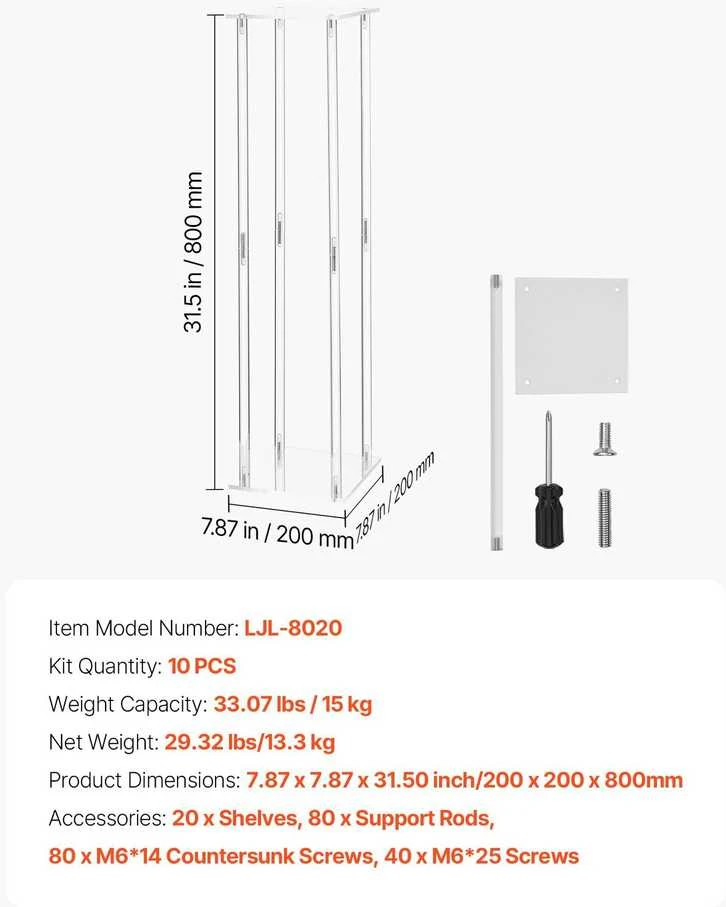 VEVOR Vestuvių gėlių stovai, 10 vnt., 80 cm