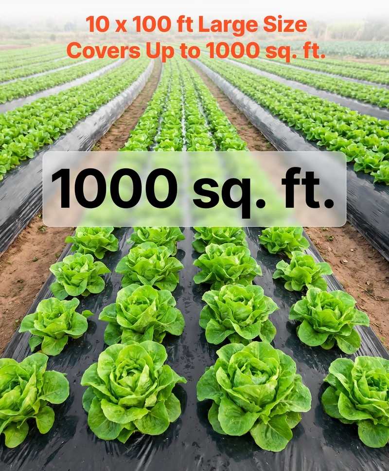 VEVOR 0,1 mm juoda polietileno plėvelė 3,05 x 30,48 m