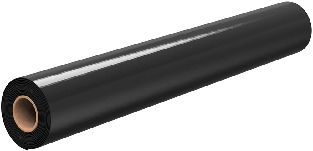 VEVOR 0,1 mm juoda polietileno plėvelė 3,05 x 30,48 m