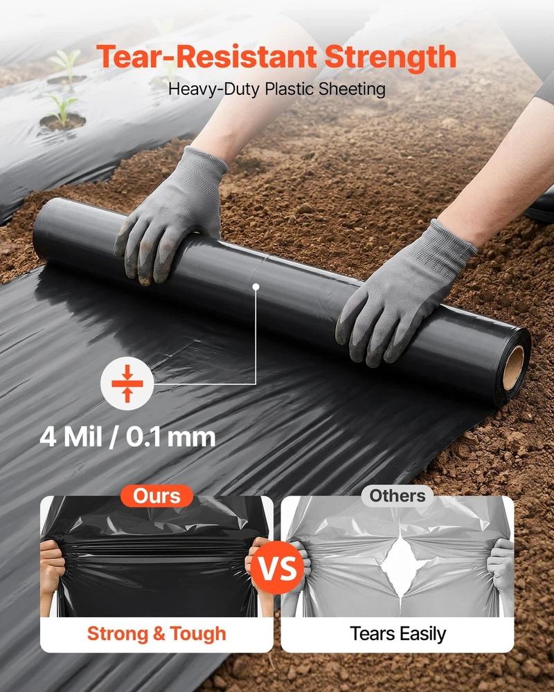 VEVOR 0,1 mm polietileno plėvelė 1,83 x 30,48 m