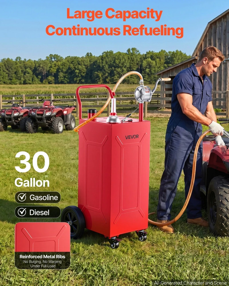 VEVOR 113,6 l degalų vežimėlis su rankine pompa