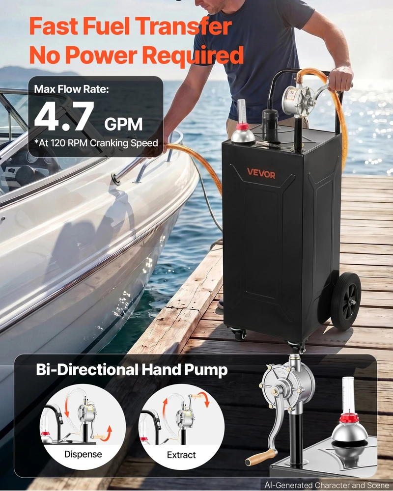 VEVOR 113,6 l kuro talpa su pompa ir ratais