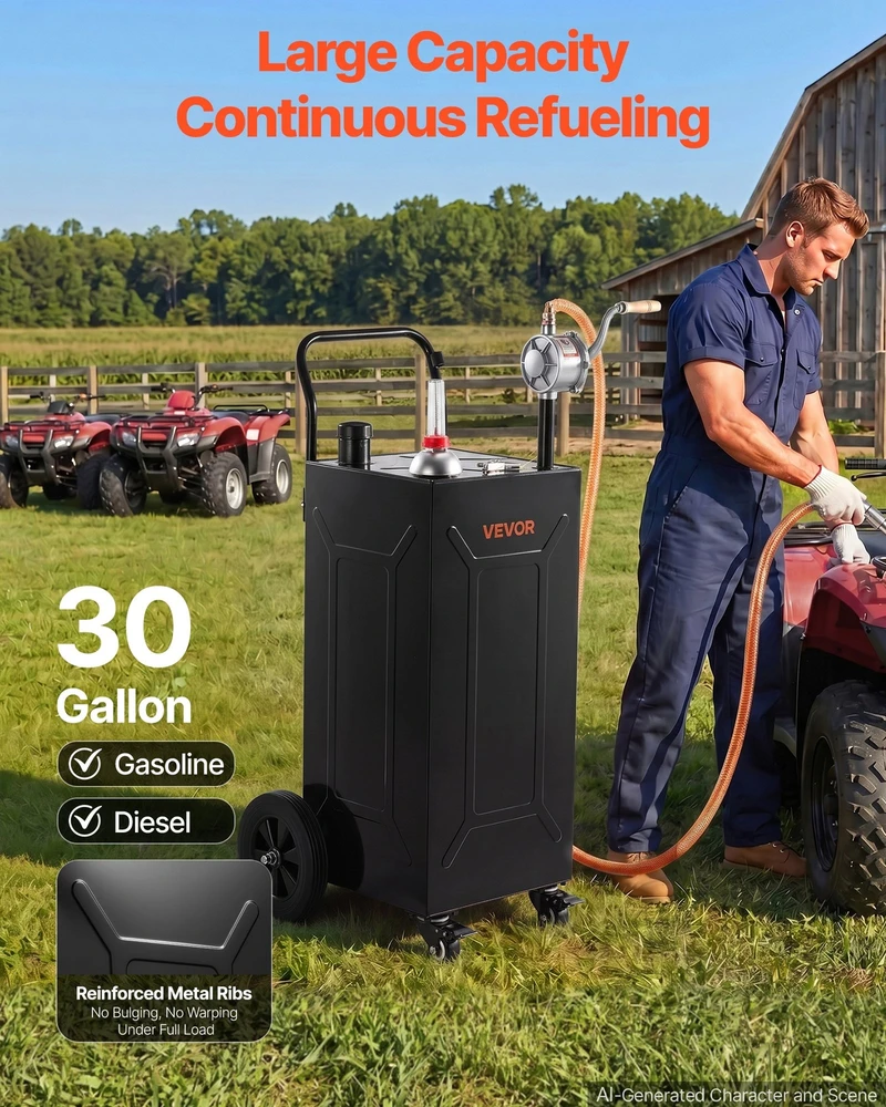 VEVOR 113,6 l kuro talpa su pompa ir ratais