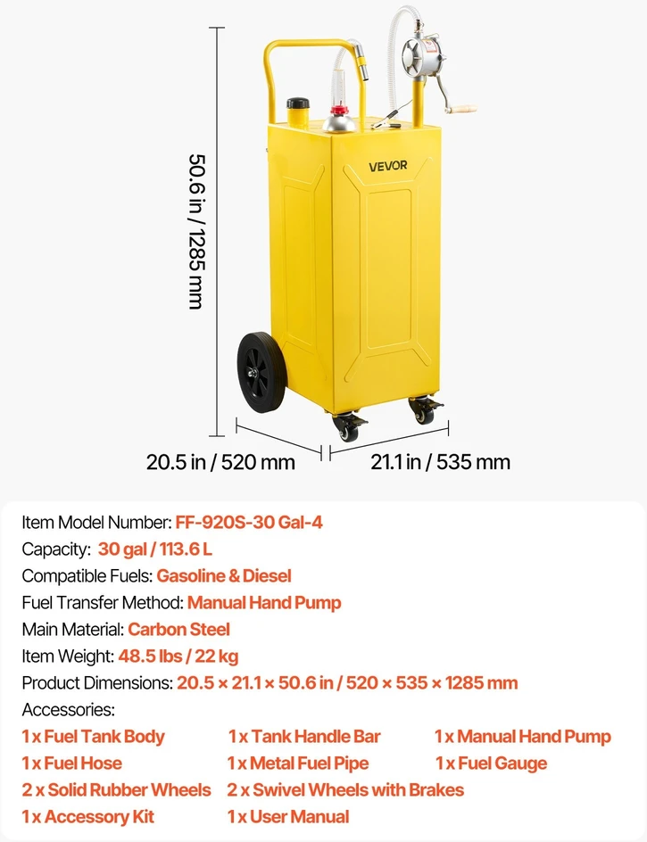VEVOR 113,6 l kuro talpa su rankiniu siurbliu
