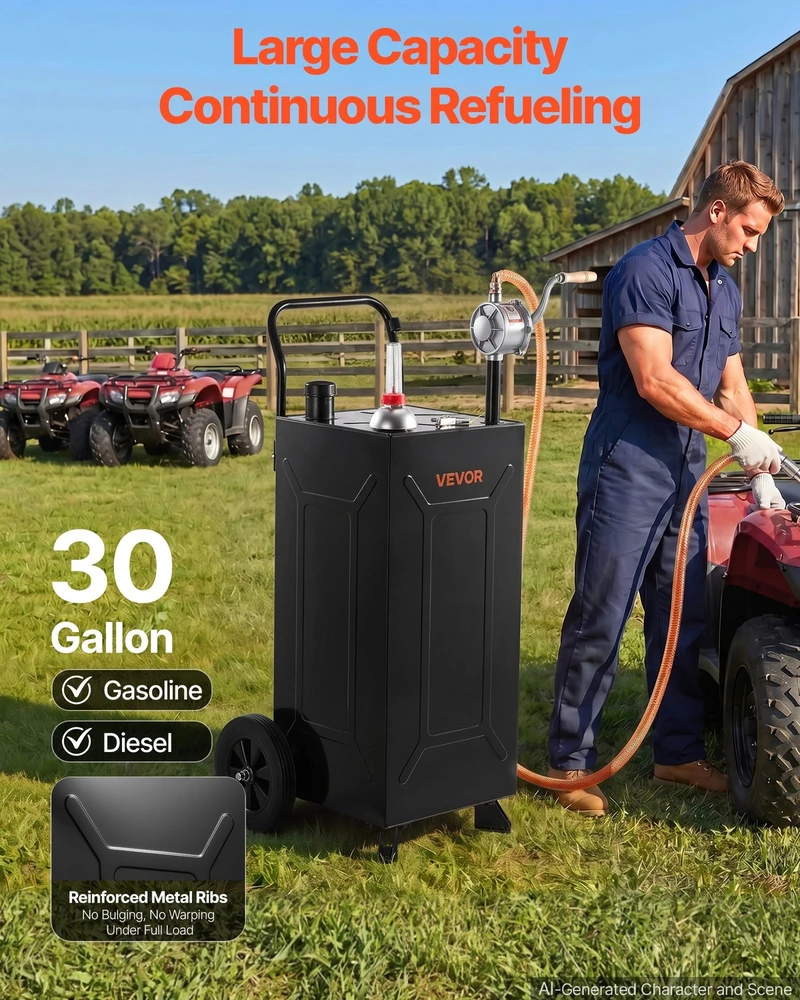 VEVOR 113,6 l kuro vežimėlis su siurbliu