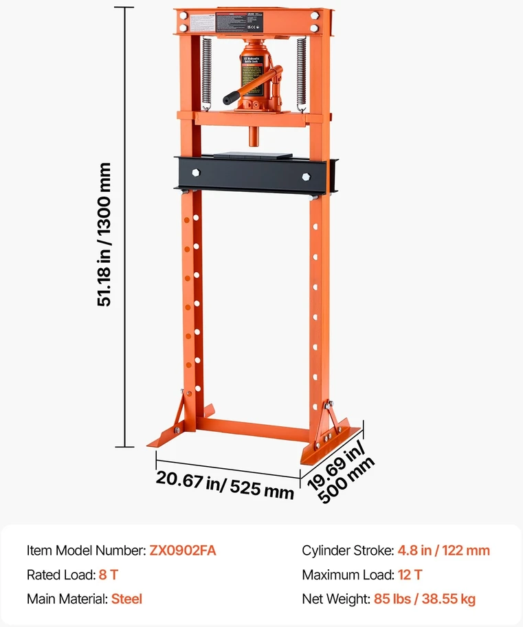 VEVOR 12 t dirbtuvinis hidraulinis presas