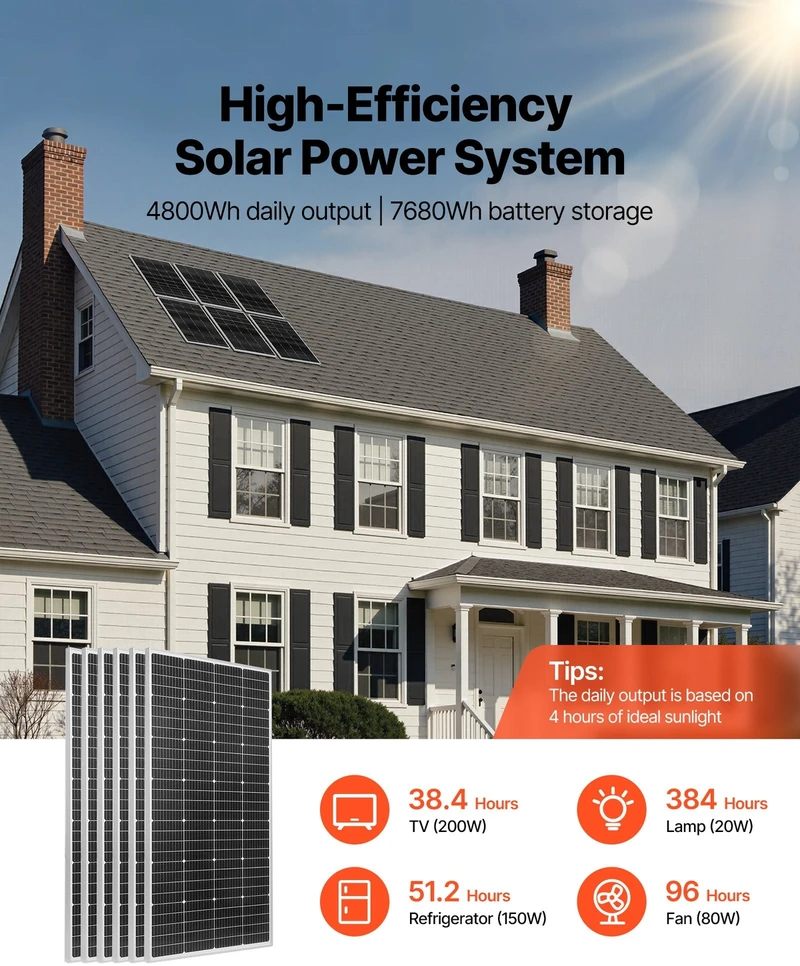 VEVOR 1200W 24V autonominė saulės energijos sistema