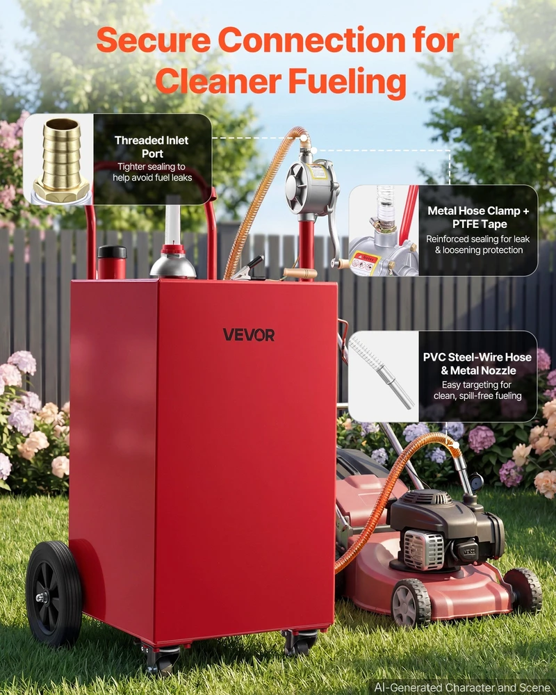 VEVOR 151,4 l degalų vežimėlis su rankine pompa