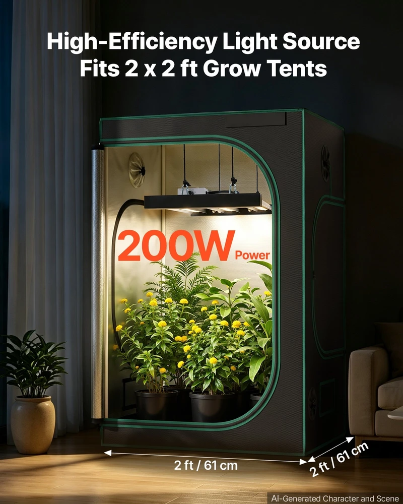 VEVOR 200W pilno spektro LED augalų lempa