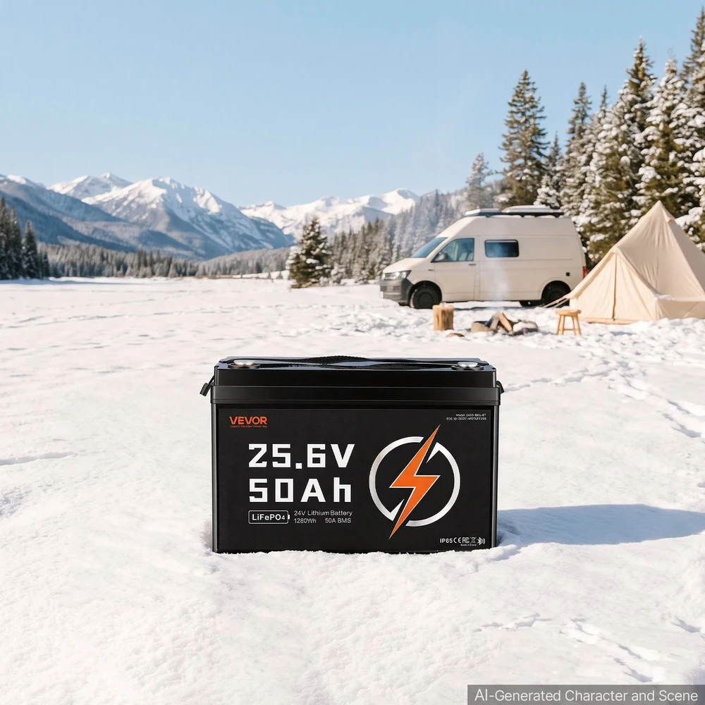 VEVOR 24V 50Ah LiFePO4 ličio baterija su Bluetooth