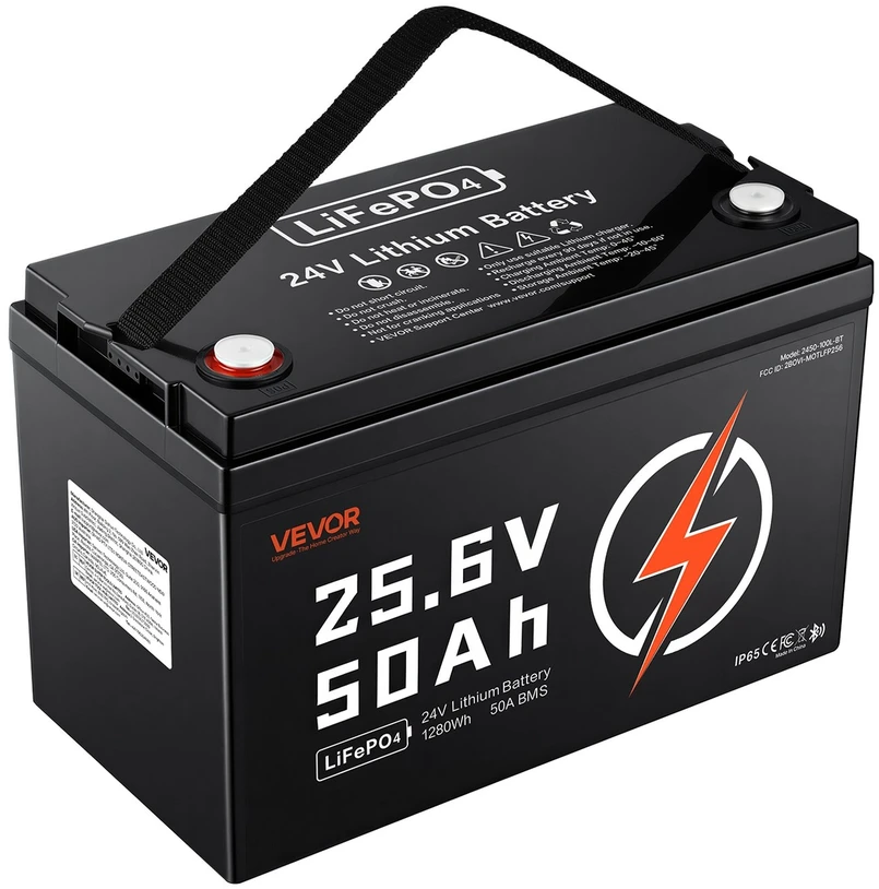 VEVOR 24V 50Ah LiFePO4 ličio baterija su Bluetooth