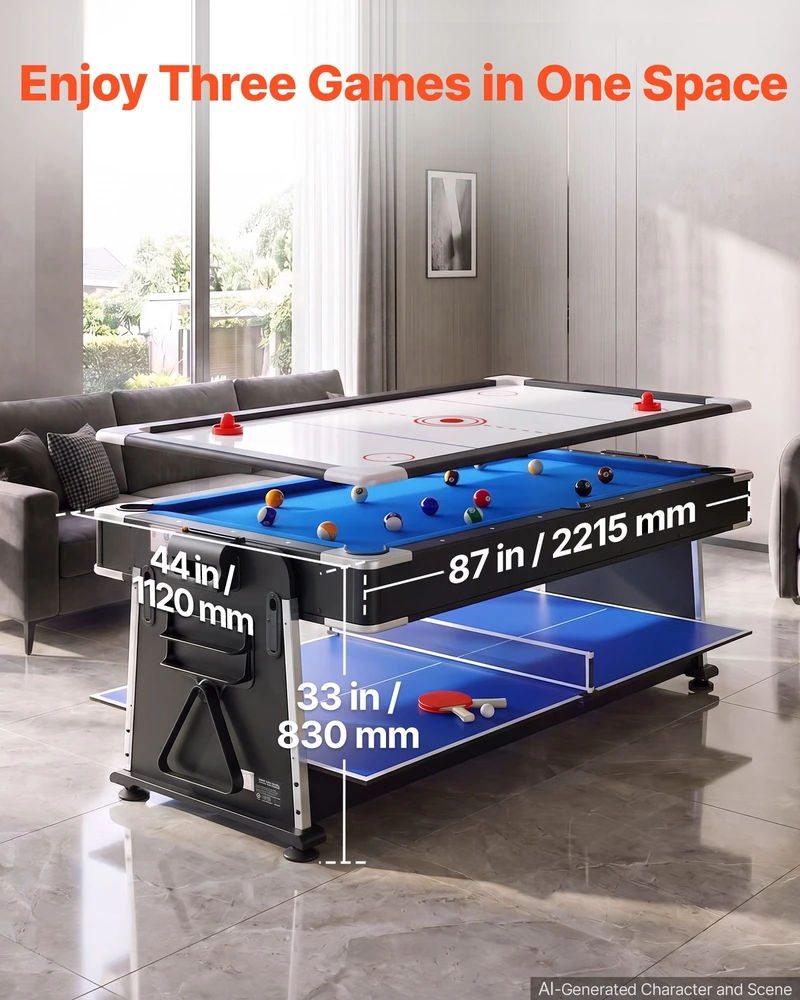 VEVOR 3 viename žaidimų stalas 2,2 m