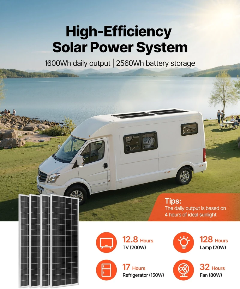 VEVOR 400W 12V saulės energijos rinkinys