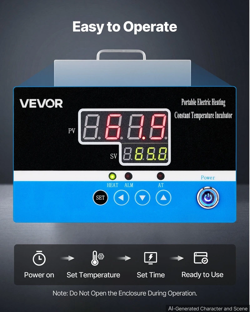 VEVOR 6 L laboratorinis inkubatorius su PID valdymu