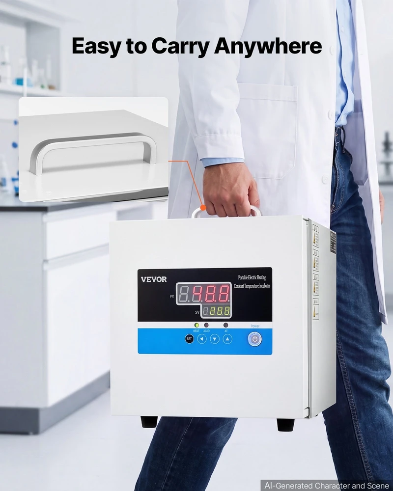 VEVOR 6 L laboratorinis inkubatorius su PID valdymu