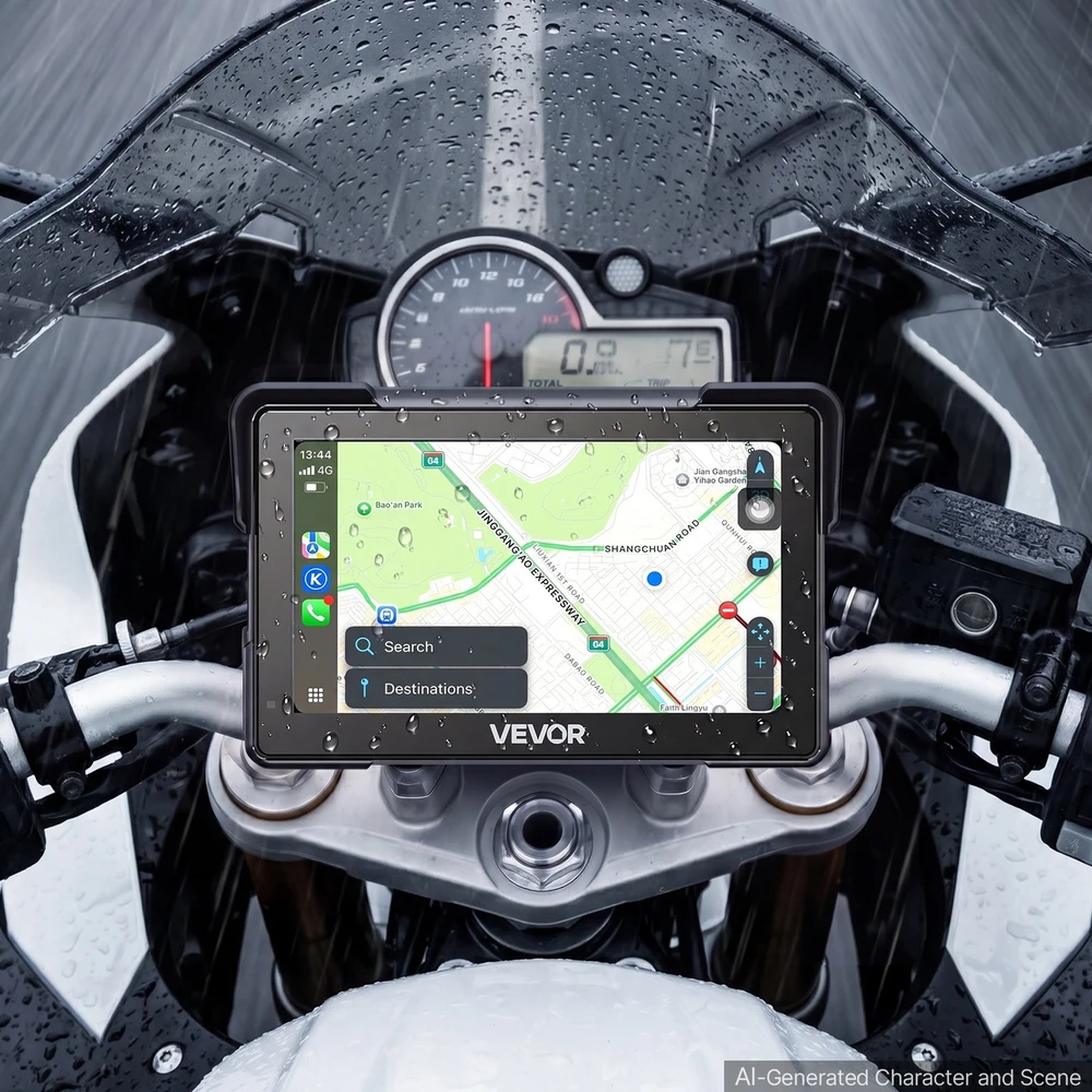 VEVOR 7 colių belaidė motociklų CarPlay sistema