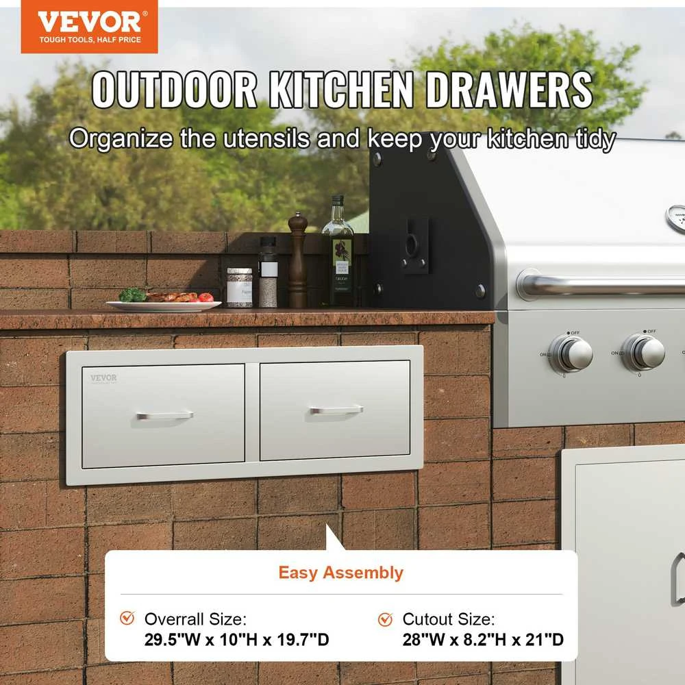 Vevor 75x25 cm BBQ stalčius su spintele