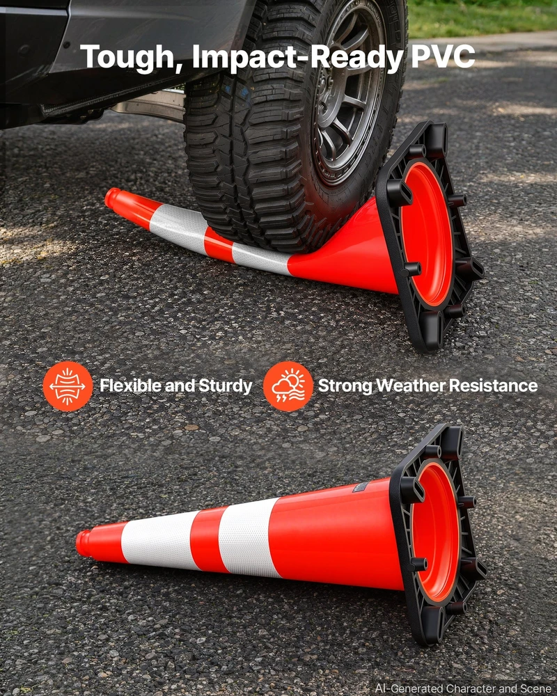 VEVOR 8 PVC eismo kūgiai su atšvaitais